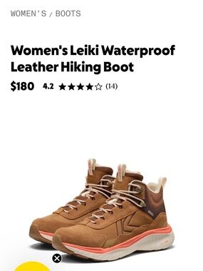 Keen Women's Leiki Hiking Boot — Brown with Coral Accent